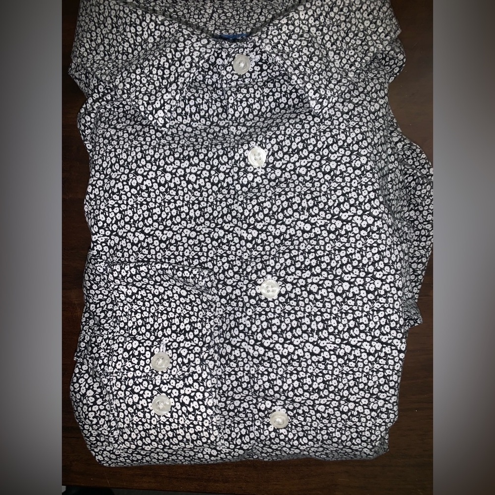 Perry Ellis Black and White Paisley Long Sleeve Button Down XXL